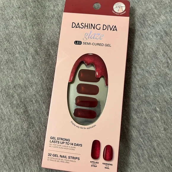 Dashing Diva Glaze LED Semi-Cured Gel Nail Strips - Burgundy Red - Picture 2 of 3